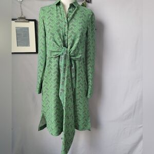 Akris Punto Las Rocas Print Sleeveless Midi Dress Green 4